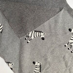 Gray Zebra Knit Throw Blanket